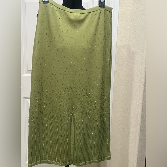 House of Harlow 1960 Green KNIT RHINESTONES Skirt, SPECIAL OCCASION SIZE M - Picture 6 of 8